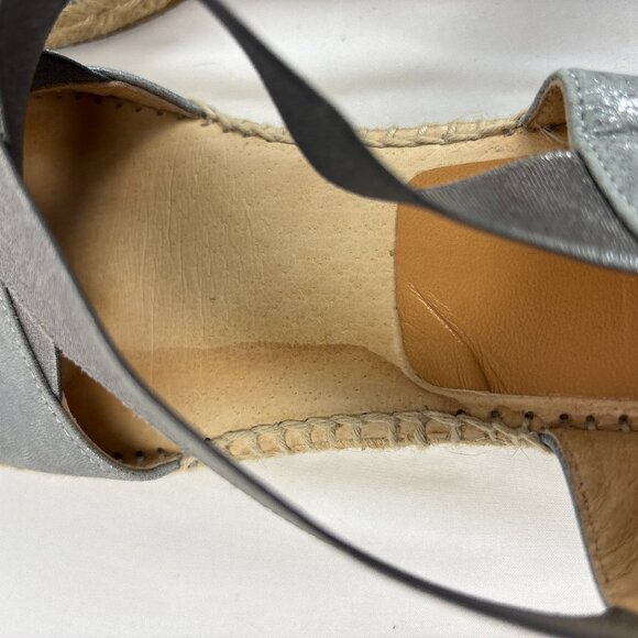 Kanna Espadrille Sandals Women’s 41 Metallic Silver Crisscross Slingback Spain - Picture 14 of 16